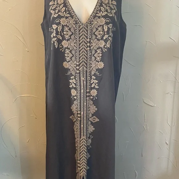 Johnny Was Khemi Embroidered Linen Tank Dress SZ M - Picture 5 of 16